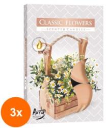 LCA Set 3 x 6 Lumanari Pastila, Flori Clasice, 4 Ore (GIL-3xLCA-P15-336)