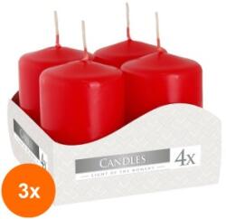 BISPOL Set 3 x 4 Lumanari Stalp Bispol, 40 x 60 mm, Rosu (GIL-3xLCA-SW40/60-030-A4)