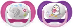 Philips Залъгалки Philips Avent - Ultra Air, с декорация Слон и пингвин с кутия за стерилизиране, 6-18 m, 2 броя (00A.0518.008)