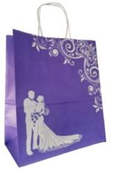 Bisbags Punga din Hartie cu Manere, Mov, Model Miri, 22 x 11 x 25.5 cm, 100 Bucati (BBG-PK816)