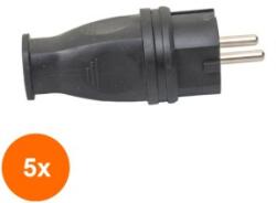 Z-tools Set 5 x Stecher Cauciucat, Fara Cablu, 16A, IP44, Negru (LIZ-5xZLN-ZTS8407)