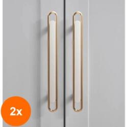 Ideal Feroluc Set 2 x Maner Model Kelen, 128 mm, Finisaj Auriu Lucios/Alb (EDI-2xIFR-11636)