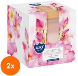 BISPOL Set 2 x Lumanare Parfumata in Pahar Mat cu Capac de Lemn, Bispol, Floare de Lotus (GIL-2xLCA-SNK80MD-376)