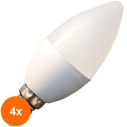 Well Set 4 x Bec cu Led Lumanare Well, E14, 6W / 38W, 450 lm, 25000 Ore, 3000K, Lumina Calda (TIV-4xLEDLW-C376E14-WL)