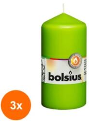 Bolsius Set 3 x Lumanare Stalp Bolsius, Verde Lemon, 120 x 60 mm (GIL-3xLCA-STB-120/58-74)