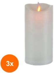LCA Set 3 x Lumanare Electronica Stalp Alb cu Flacara Mobila 125 x 75 mm (GIL-3xLCA-CE-ST-125/75-A)