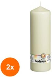 Bolsius Set 2 x Lumanare Stalp Crem, 250 x 78 mm, Bolsius (GIL-2xLCA-STB-250/78-05-IVO)