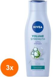 Nivea Set 3 x Sampon Nivea Volume Strength, cu Extract de Bambus, 250 ml
