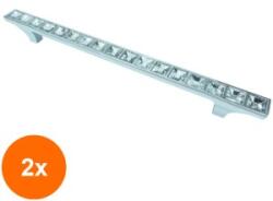 Ideal Feroluc Set 2 x Maner cu Insertii Cristal Model Kubera, 160 mm, Finisaj Crom Lucios/Transparent (EDI-2xIFR-18522)