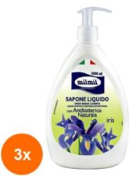 MilMil Set 3 x Sapun Lichid Mil Mil, 1 l, Iris, Pompita