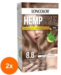 LONCOLOR Set 2 x Vopsea de Par Permanenta Loncolor Hempstyle cu Ulei de Canabis, 8.8 Blond Deschis Bej, 100 ml