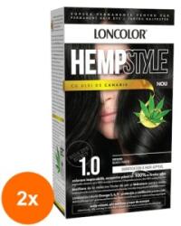 LONCOLOR Set 2 x Vopsea de Par Permanenta Loncolor Hempstyle, 1.0 Negru, 100 ml