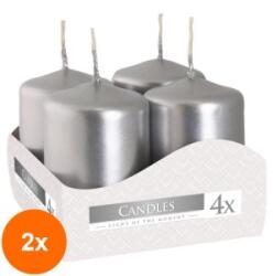 BISPOL Set 2 x 4 Lumanari Stalp Bispol, 40 x 60 mm, Argintiu (GIL-2xLCA-SW40/60-271-A4)
