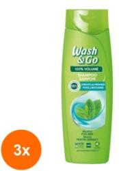 Wash&Go Set 3 x Sampon cu Extract de Menta Wash & Go, 360 ml