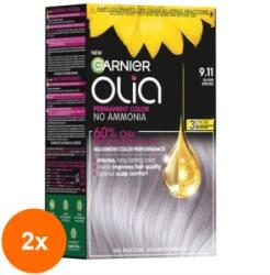 Garnier Set 2 x Vopsea Permanenta fara Amoniac, 9.11 Argintiu Cenusiu, Garnier Olia, 112 ml