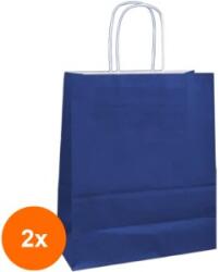 Bisbags Set 2 x 100 Pungi Hartie cu Manere Rasucite, Biodegradabile, Albastru Inchis, 20 x 9 x 25 cm (SIB-2xBBG-PK513)