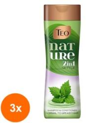 Teo Set 3 x Sampon Teo Nature 2 in 1 Nettle, pentru Par Normal / Gras, cu Urzica, 350 ml