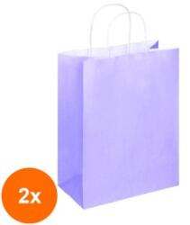 Bisbags Set 2 x 100 Pungi din Hartie cu Manere, Lila, Interior Alb, 32 x 12 x 41 cm (SIB-2xBBG-PK541)