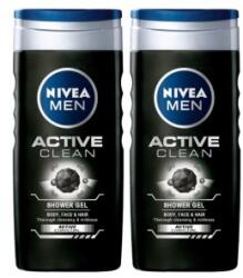 Nivea Set 2 x Gel de Dus Nivea Men Active Clean, cu Carbune Activ, 500 ml