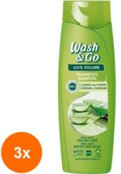 Wash&Go Set 3 x Sampon Wash&Go cu Extract de Aloe Vera, 360 ml