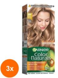 Garnier Color Naturals Set 3 x Vopsea de Par Permanenta cu Amoniac Garnier Color Naturals 8N Blond Deschis Natural, 110 ml