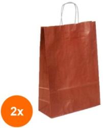 Bisbags Set 2 x 100 Pungi din Hartie cu Manere, Visiniu, Interior Alb, 25 x 14 x 30 cm (SIB-2xBBG-PK505)