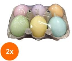 LCA Set 2 x 6 Lumanari Ou din Parafina, Diverse Culori Pastelate (GIL-2xLCA-OU-AS-PASTEL-A6)