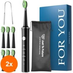 JTF Set 2 x Periuta Dinti Electrica, JTF Sonic, Neagra, J40, 6 Capete de Periere (AMS-2xSMT-1582)
