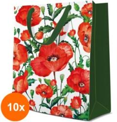 Elcadis Set 10 x Pungi Cadou Medii, Flanders Poppy, 20 x 25 x 10 cm, Perfecto (CLE-10xELC-PC-SM-FL)