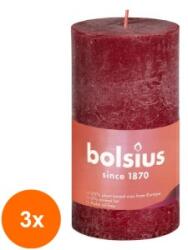 Bolsius Set 3 x Lumanare Stalp Bolsius, Rosu, 100 x 50 mm (GIL-3xLCA-STR-100/50-70347)
