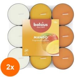 Bolsius Set 2 x 18 Lumanari Pastila Bolsius in Trei Culori, Mango, Timp de Ardere 3.5 Ore (GIL-2xLCA-PBA18N-10-MAN)
