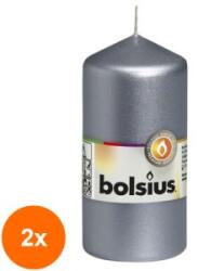 Bolsius Set 2 x Lumanare Stalp 120x58 mm Bolsius - Argintiu (GIL-2xLCA-STB-120/58-81)