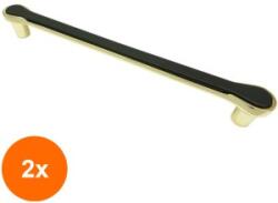 Ideal Feroluc Set 2 x Maner Model Ruben, 192 mm, Finisaj Negru Mat/Auriu Lucios (EDI-2xIFR-18508)