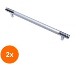 Ideal Feroluc Set 2 x Maner Cilindric Model Cr-Sat, 192 mm, Finisaj Aluminiu/Crom Lucios (EDI-2xIFR-99993)