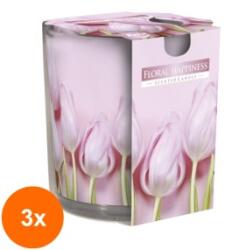 LCA Set 3 x Lumanare Parfumata in Pahar Imprimat, Floral Happiness, 22 Ore (GIL-3xLCA-SN72S-41)