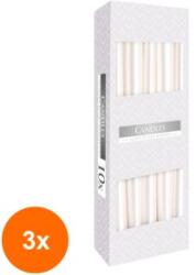 BISPOL Set 3 x 10 Lumanari Conice Bispol Alb Perla (GIL-3xLCA-S30-190-A10)