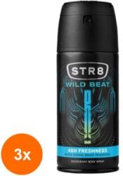 STR8 Set 3 x Deodorant Spray pentru Corp STR8, Wild Beat, Barbati, 150 ml
