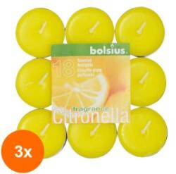 Bolsius Set 3 x 18 Lumanari Pastila Bolsius Citronella, Anti Tantari (GIL-3xLCA-CIT-PB18)