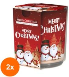 LCA Set 2 x Lumanare Parfumata in Pahar Imprimat, Merry Christmas, 22 Ore (GIL-2xLCA-SN72S-09)