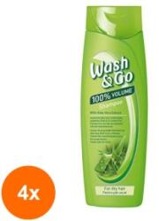 Wash&Go Set 4 x Sampon Wash & Go cu Extract de Aloe Vera, pentru Par Uscat, 180 ml