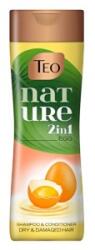 Teo Sampon Teo Nature 2 in 1 Egg, pentru Par Uscat si Deteriorat, cu Ou, 350 ml