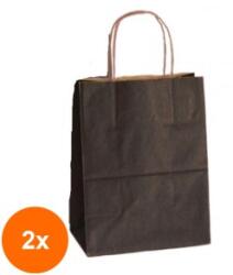 Bisbags Set 2 x 100 Pungi din Hartie cu Manere, Negru, Interior Natur, 32 x 12 x 41 cm (SIB-2xBBG-PK636)