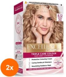 L'Oréal Set 2 x Vopsea Permanenta cu Amoniac, 8.12 Blond Bej, L'Oreal Paris Excellence Creme