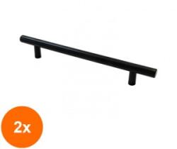 Ideal Feroluc Set 2 x Maner Cilindric Model Fi 12, 256 mm, Finisaj Negru Mat (EDI-2xIFR-11366)