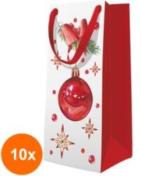 Elcadis Set 10 x Pungi Cadou Inguste, Jingle Bells, 10 x 22 x 7 cm, Perfecto (CLE-10xELC-PC-SN-CH-BEL)