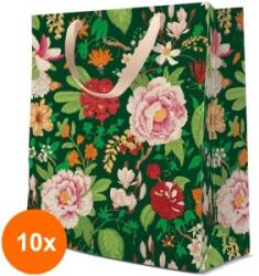 Elcadis Set 10 x Pungi Cadou Medii, Classic Flowers, 20 x 25 x 10 cm, Perfecto (CLE-10xELC-PC-SM-CF)