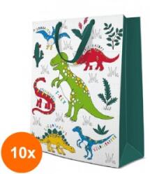 Elcadis Set 10 x Pungi Cadou Mari, Dinosaur, 30 x 41 x 12 cm, Perfecto (CLE-10xELC-PC-SB-DN)