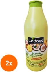 Cottage Set 2 x Gel de Dus si Lapte de Baie Cottage, cu Ananas si Cocos, 750 ml