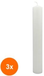 LCA Set 3 x Lumanare Stalp Alb Simplu 400 x 70 mm (GIL-3xLCA-S-400X70-A)