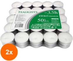BISPOL Set 2 x 50 Lumanari Pastila Bispol Albe, 4 Ore (GIL-2xLCA-PF10-50S)